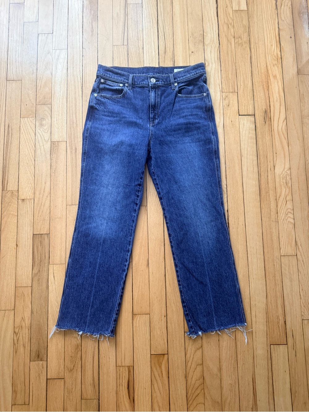 AYR Indigo Straight-Leg Jeans with Raw Hem